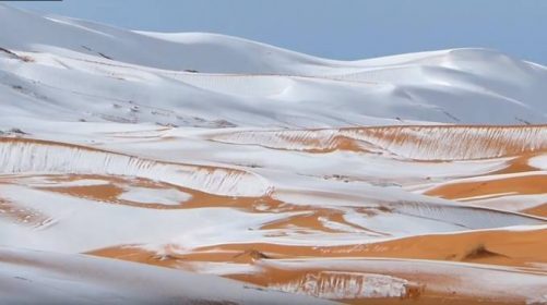 curiosità dal mondo sul Sahara imbiancato, neve nel deserto